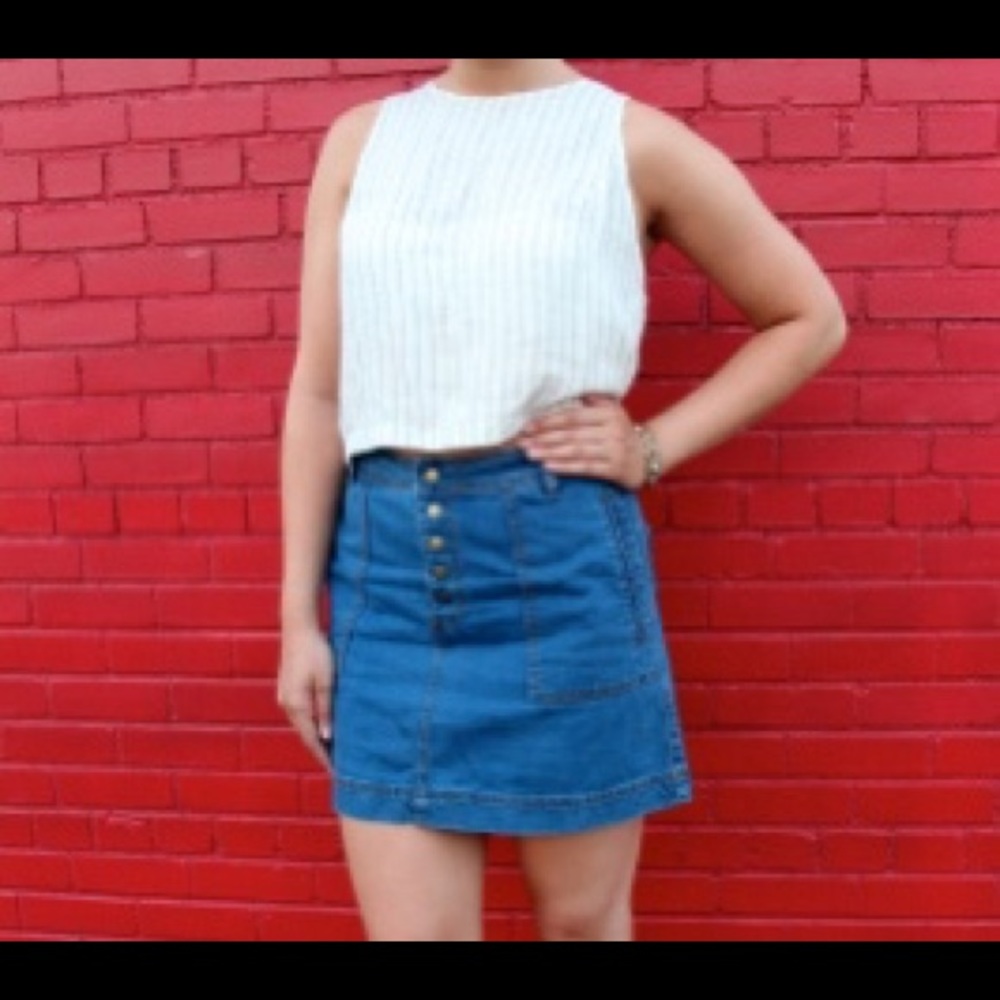 Cream and white linen tank